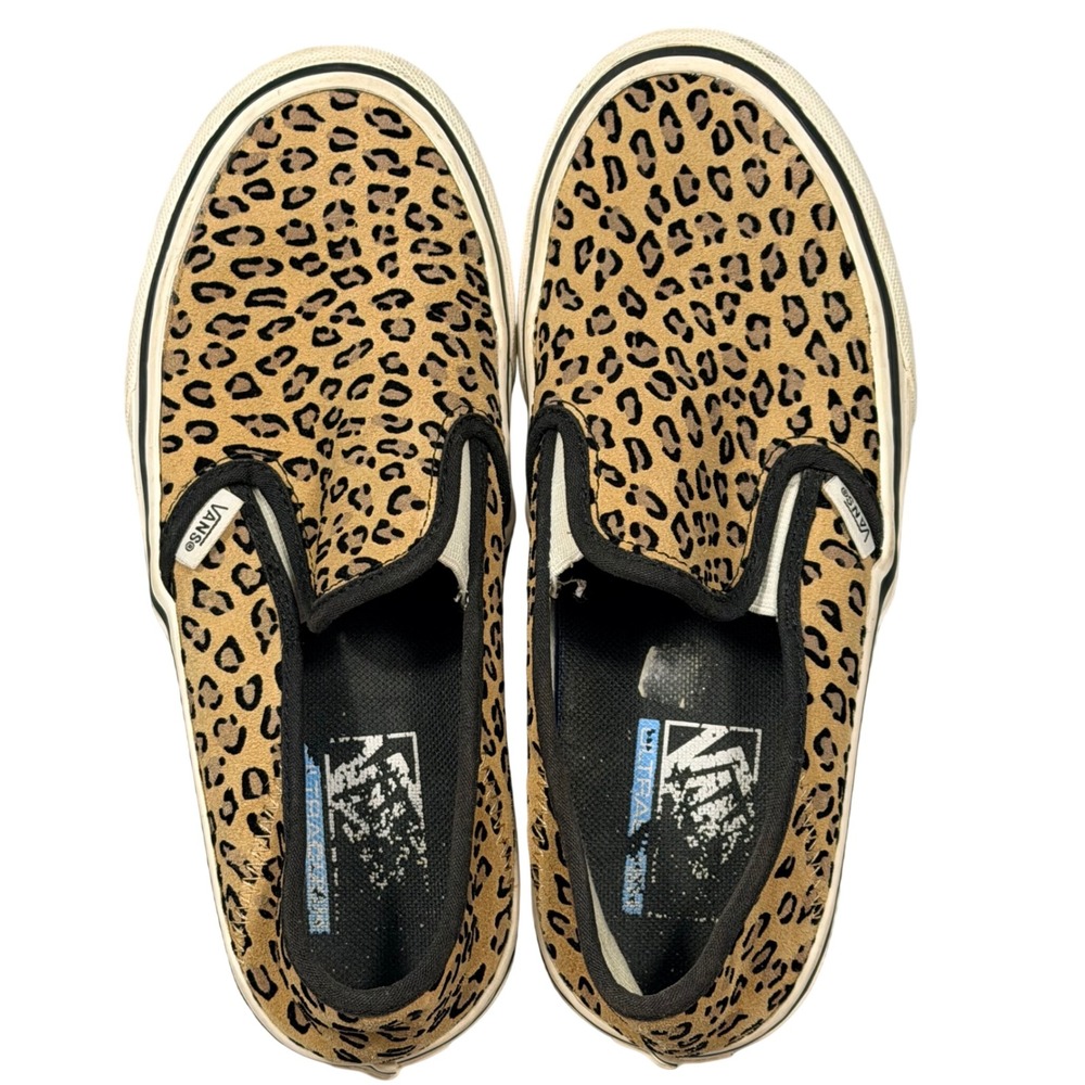 Vans Slip-On SF Shoes Womens 7.5 Tan Leopard Suede Animal Print UltraCush Skate